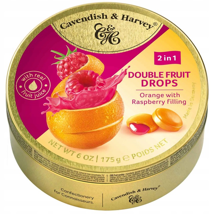 Cavendish & Harvey Double Fruit Drops Orange Raspberry 175g