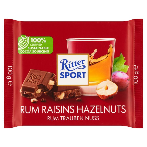 Ritter Sport Rum Raisins Hazelnuts 100g