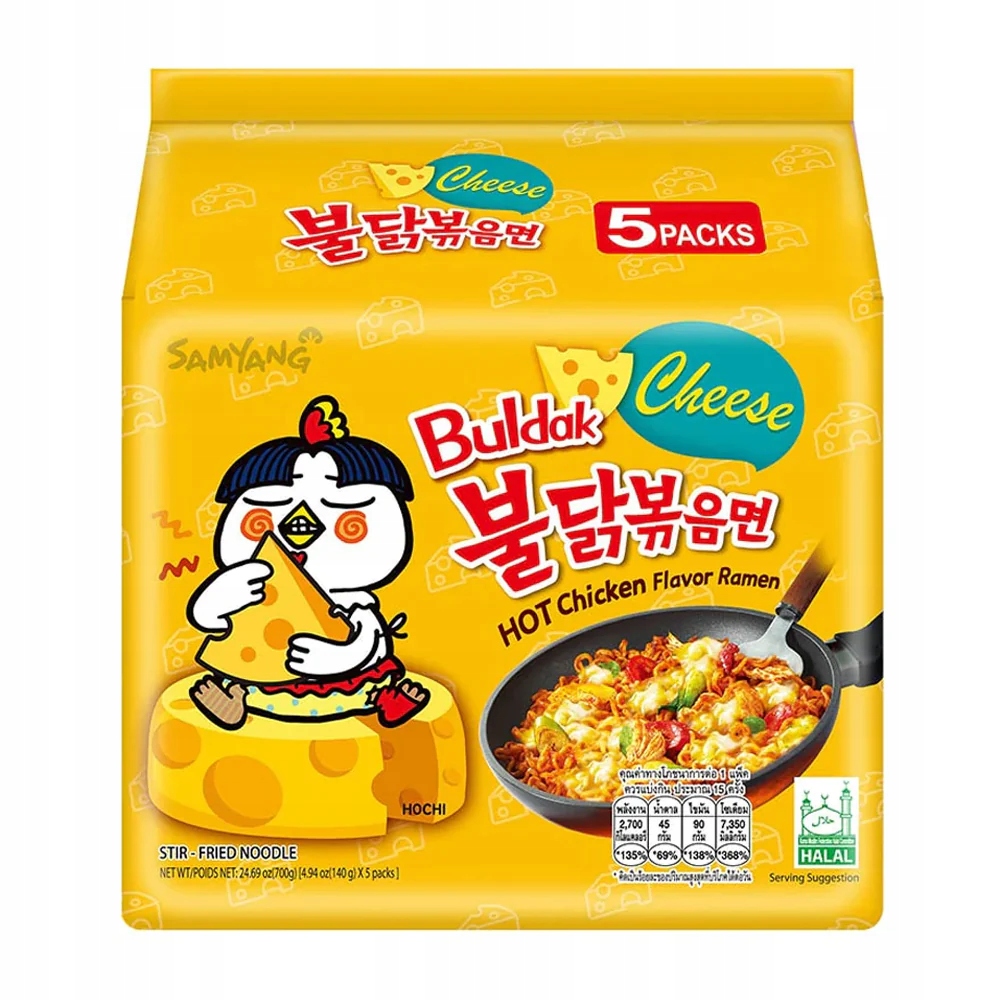SamYang Buldak Hot Chicken Cheese 140g x 5szt