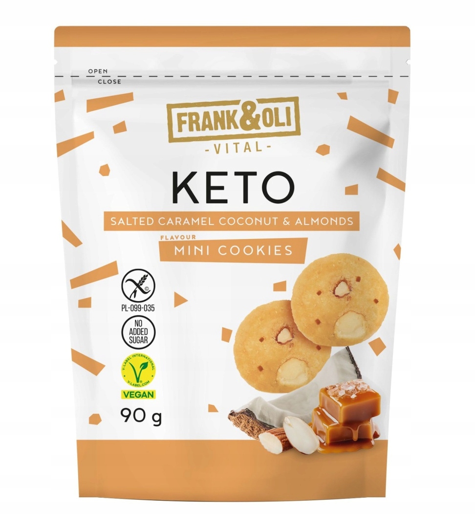 Frank&Oli Keto Salted Caramel Coconut & Almonds Mini Cookies 90g