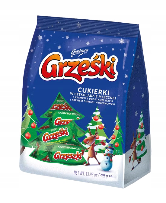 Grześki Cukierki Orzechowe W Czekoladzie Mlecznej 395g