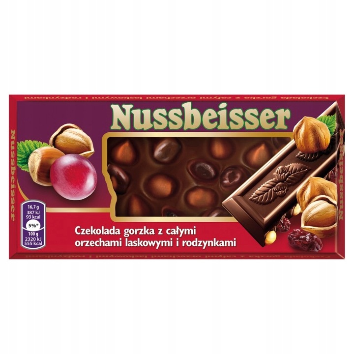 Nussbeisser Alpen Gold Dark z Rodzynkami 100g