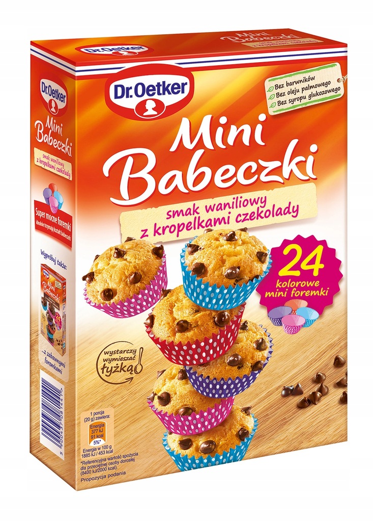 Dr. Oetker Mini Babeczki Waniliowe z Kropelkami Czekolady 250g